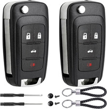 2 Pack Flip Key Fob Case Shell Replacement for Chevrolet Buick GMC 4 Button Fit picture