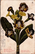 1907 Clarksville TN Flower Head Postcard Actresses Billie Burke Vesta Tilley picture