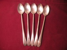 Set Of 5 Reed & Barton Colony Pattern Silverplated Iced Teaspoons 7 1/2