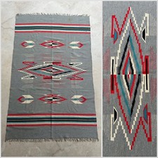 Vintage Chimayo 81 X 50 Handwoven Wool Blanket Gray Rio Grande Textile 40s Coat picture