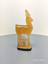 Vintage Himalayan Hunting Amulet Roe Deer Carved Mineral Salt Animal Figurine picture