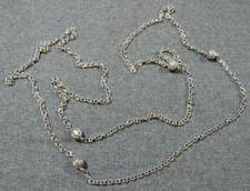 Vintage silvertone metal filigree beads chain long necklace picture