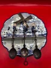 VINTAGE ELESVA HOLLAND DELFT MUSICAL WALL HANGING WITH 3 SPOONS picture