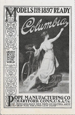1897 Columbia Bicycle Pope Mfg Hartford CT Art Nouveau Woman Paints VTG Print Ad picture