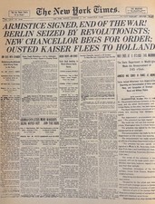 Vintage Armistice Signed WW1 ends NEW YORK TIMES News Article Estate Sale Find picture