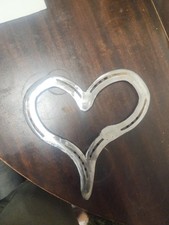 Hand Made Welded Horseshoe Heart Western Wall Art With Heart Barn Stable Decor picture