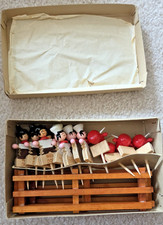 VINTAGE KITSHY 1950’s BARBECUE PICK SET OF MEAT MARKERS ON FENCE NIB picture