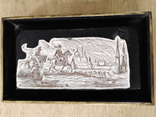 RARE NAPOLEONIC FRENCH PRINTING BLOCK DEPICTING BATTLE OF MOSCOW, IN FRAME picture