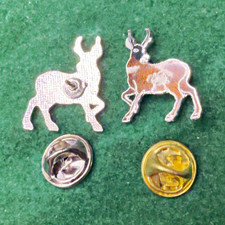 Vintage Antelope Enamel Lapel Pin Wildlife Safari Animal  Prong Horn LOT of 96 picture