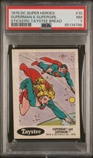1978 Taystee Bread DC Superheroes Stickers SUPERMAN & SUPERGIRL #10 PSA 7 picture