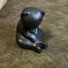 Vintage Pigeon Forge TN Folk Pottery Matte Black Bear Cub Douglas Ferguson 3.5” picture