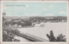 Birds Eye View Minocqua Wisconsin WI Lake Bridge Trestle Schilling 1925 Postcard picture