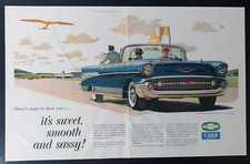 READY to DISPLAY* print 1957 Chevrolet Belair convertible*Original*Post car ad c picture