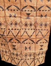 Vintage Samoan Bark Cloth Siapo Tapa Wall Hanging 51