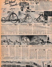 SLEEPING BEAUTY CHARLIE MCCARTHY Dolls Tricycle Trains 1938 WARDS CATALOG Ads picture