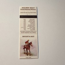 Bryant & May Red Rum 1973/4/7 Grand Natl Winner Vintage Matchbook Cover 5MB126-3 picture