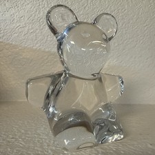 Vtg Daum France Teddy Bear Crystal Rare 6 Inch Signed Daum Desktop Paper Weight  picture
