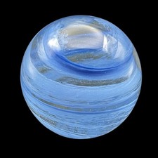 Art Glass Paperweight Blue Swirl Unsigned 2