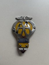 Vintage AA chrome And Yellow Radiator Grill Badge 2b01218 picture