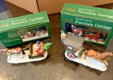 Hand Crafted Porcelain Christmas Carriages Lot of 2 Horse Drawn Coaches Boxed picture