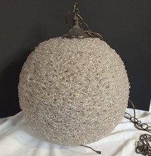 Mid Century Spun Lucite Spaghetti Swag Lamp. Large 43.5” Orb picture
