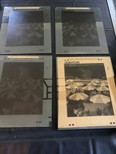 VTG 4 Glass Color Separation Plates Pictorial Photo Red Blue Yellow Key 14x17 picture