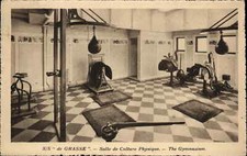Vintage STEAMER S.S. de Grasse Gymnasium Gym Boxing Ship Interior Postcard picture