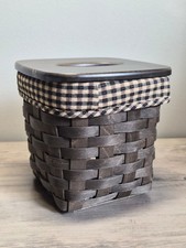 Vintage 2011 LONGABERGER Tall Tissue Basket Dark Brown Wood Lid, Liner, Protect picture