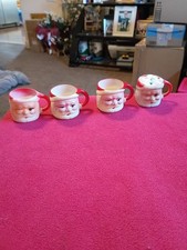 Vintage Christmas Santa Claus Mini Plastic Mug Lot Of (4) Hong Kong picture