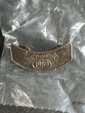 NOS Vintage 1989 Harley-Davidson HOG Pin 1980s Notched Rocker Wing Vest Pin NIP picture