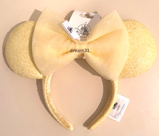 BNWT Disney Parks Minnie Mouse Sequined Yellow Ears Headband Adult picture