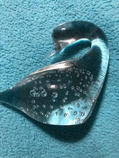 Paperweight Hand Blown Glass Swan Bubbles Figurine Paper Weight picture