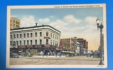 CORNER OF SECOND AND BRADY STREETS DAVENPORT IOWA IA Linen Postcard picture