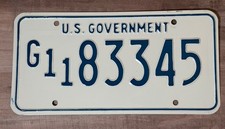 1970s 1980s 1990s US Government License Plate # G11 83345 picture