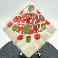 Vintage MCM Tuttle Press Martini Olive Cocktail Napkins Groovy Happy Hour NEW picture