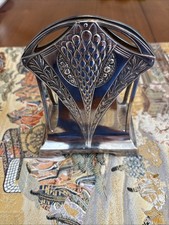 Vintage Art Deco Style 5.5” Silver Plated Napkin Holder W/ Wheat Floral Design picture