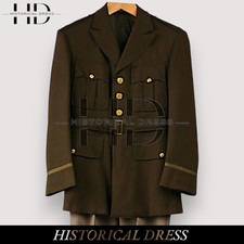 WWII 1941 US Officer Uniform | Brown Wool Military Jacket WW2 Army Coat picture