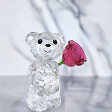 Swarovski Crystal Kris Bear A Rose with Love Figurine Decoration Pink 5691390 picture