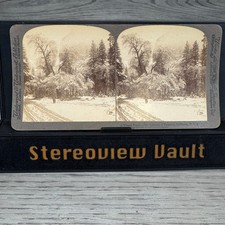 Underwood A Wintry Touch to the Splendor of Yosemite CA Stereoview c.1900s Snow picture