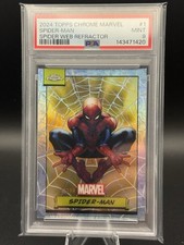 2024 Topps Chrome Marvel #1 Spider Man Spider Web /399 PSA 9 US SELLER picture
