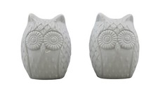 Owl Salt Pepper Shaker Set White Ceramic Vintage Kitchen Decor Gift picture
