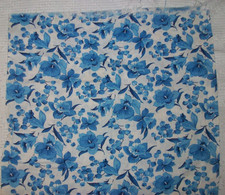 Vintage Cotton Full Feedsack Fabric White & Blue Floral Design 39 X 36 Feed Sack picture