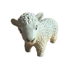 RARE 2005 Vintage Farm Animal Sheep Lamb Cute Black Eyes Soft Rubber Toy Figure picture