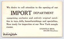 1913 Steinfeld Bros Import Dept Postal Card New York NY Toys Dolls Furnishing picture