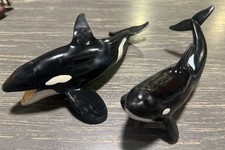Lot Of 2 Schleich Killer Whale Figurine & Sea World Orca Toy Collectible Vintage picture