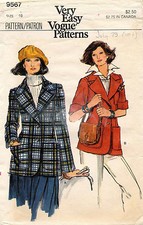 1970's VOGUE Misses' Jacket Pattern 9567 Size 10 UNCUT picture