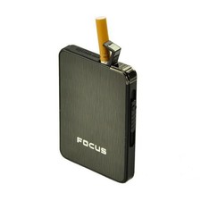 FOCUS ULTRA THIN Automatic Cigarette Case Dispenser with Built in Torch Lighter picture