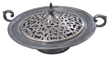 Antique Derby Silver Co. Quadruple Plate Covered Dish Pierced 2 piece Lid # 1257 picture