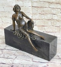 Tambourine Lady Gypsy Lost Wax Collector Edition Bronze Sculpture Statue Milo picture