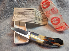 Vintage Frost Bulldog Lockback Knife Japan Surgical Steel Bone Stag Box 1980s picture